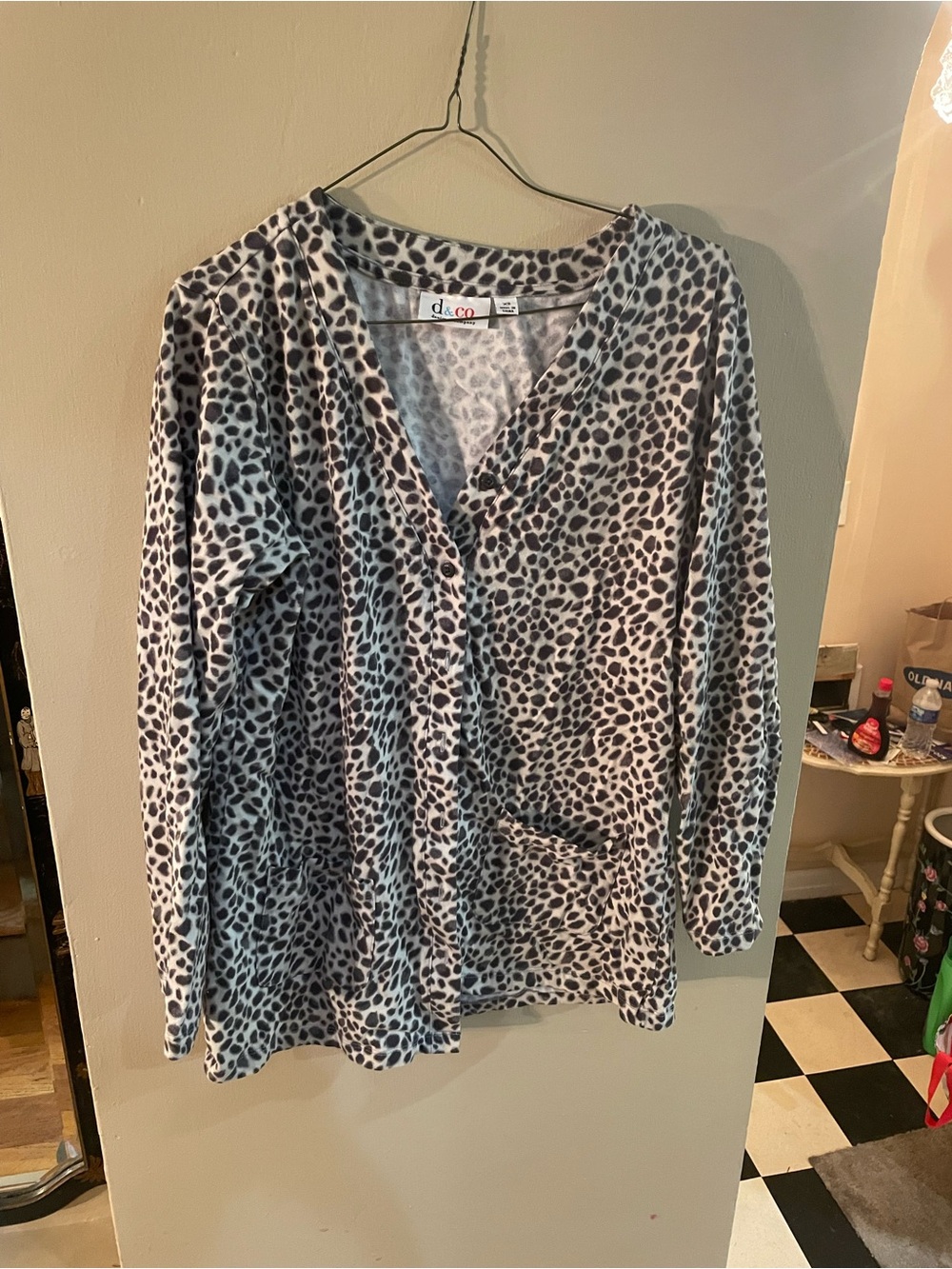 Denim & Co. tan and Black Leopard Print Cardigan